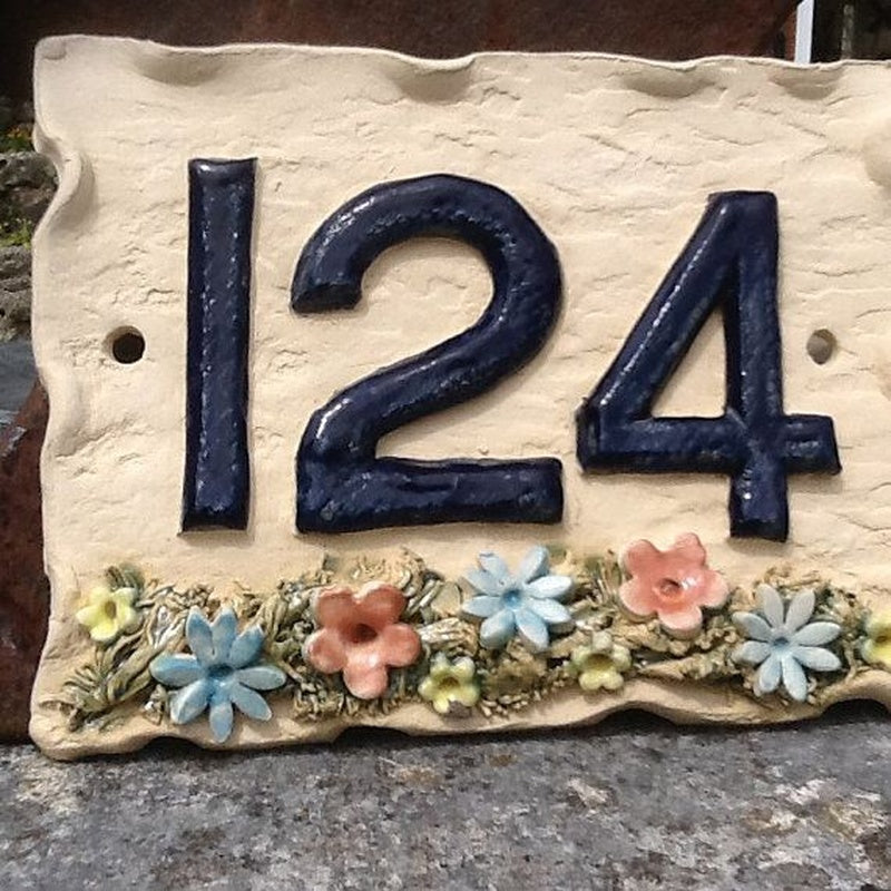 Bespoke Ceramic Address Plaque — House Number — handmade ceramics by Kiln & Co