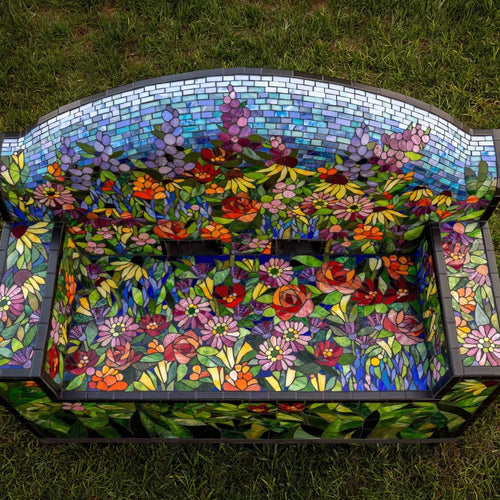 Bespoke Ceramic Garden Bench — Seat Tiles — handmade ceramics by Kiln & Co