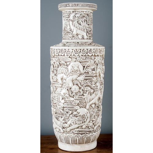 Carved Porcelain Vase — Tall — handmade ceramics by Kiln & Co
