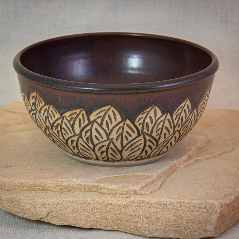 Carved Stoneware Bowl — handmade ceramics by Kiln & Co