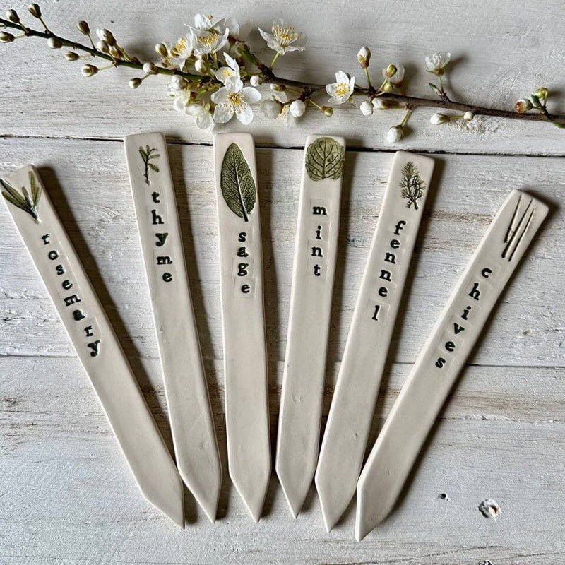 Ceramic Kitchen Herb Labels — Set of 6 — handmade ceramics by Kiln & Co