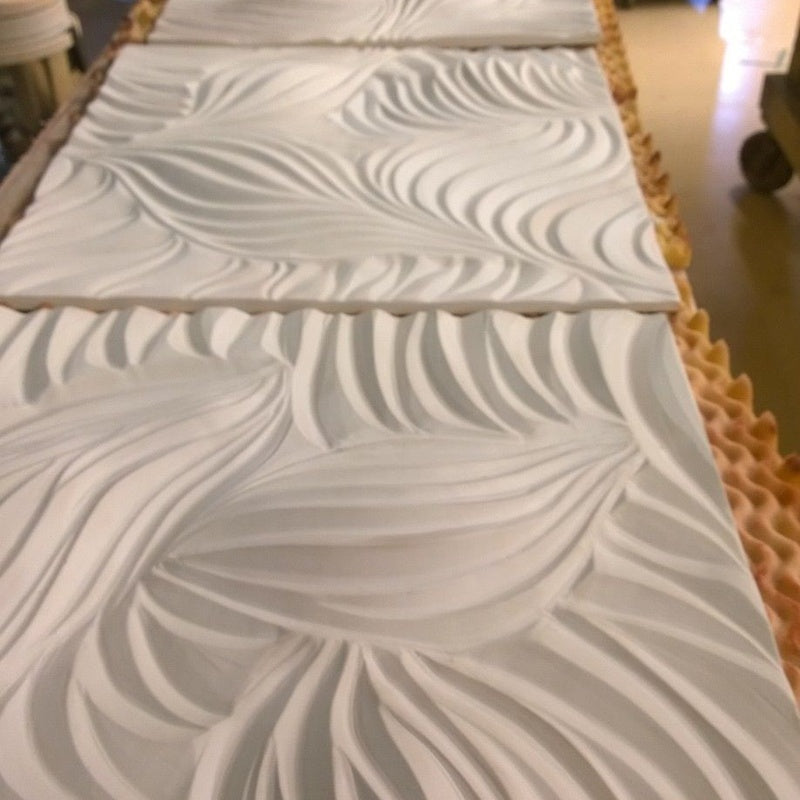 Hand-Carved Porcelain Panel — Wall Installation — handmade ceramics by Kiln & Co