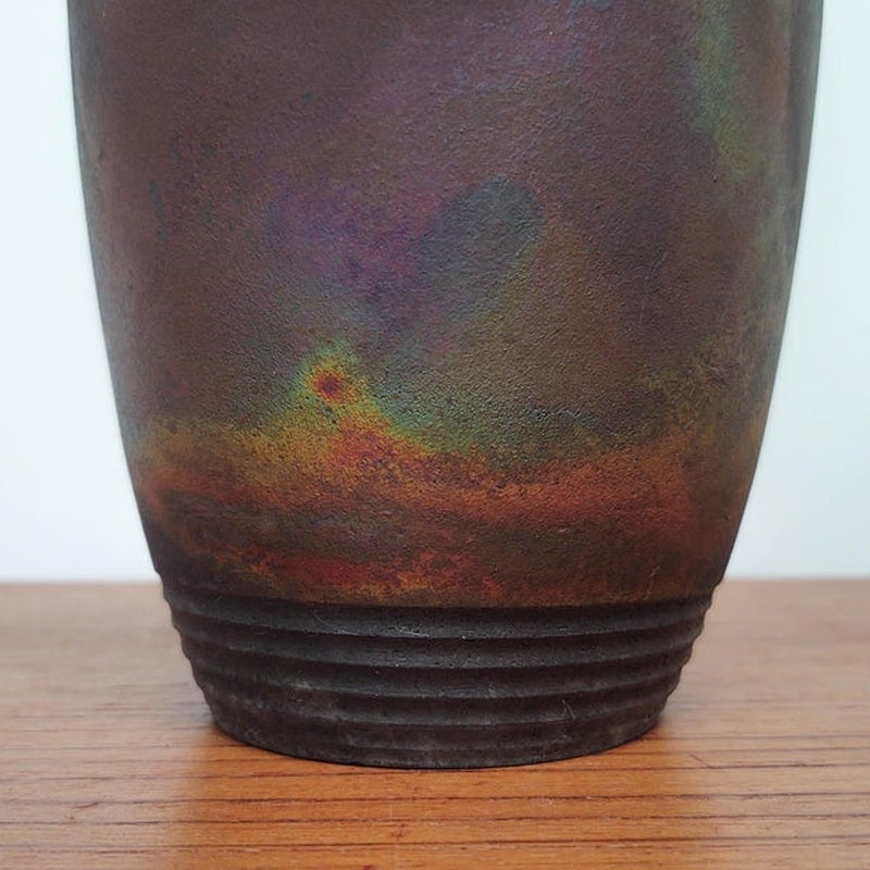 Large Raku Bowl — Iridescent Black — handmade ceramics by Kiln & Co