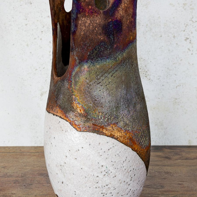 Large Sculptural Raku Vase — handmade ceramics by Kiln & Co